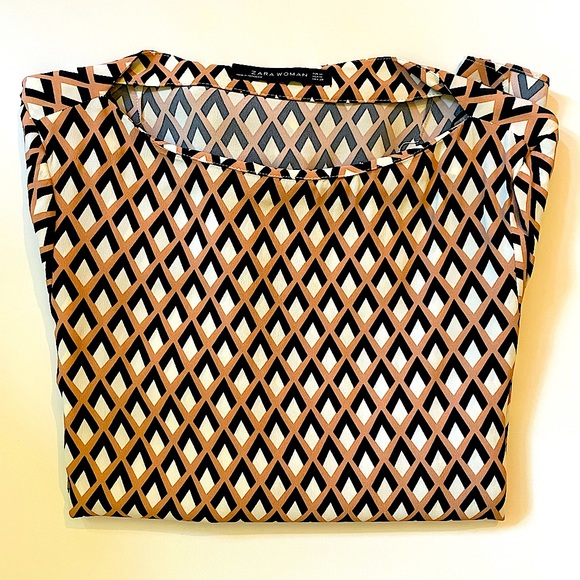 ZARA | long sleeve art deco blouse M